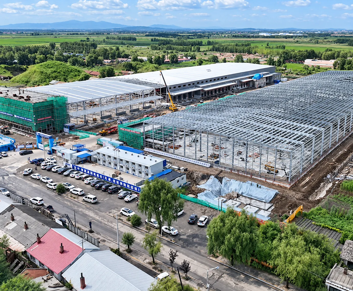 Aerial view of the Biyoute Eastern Logistics Industrial Park during construction
