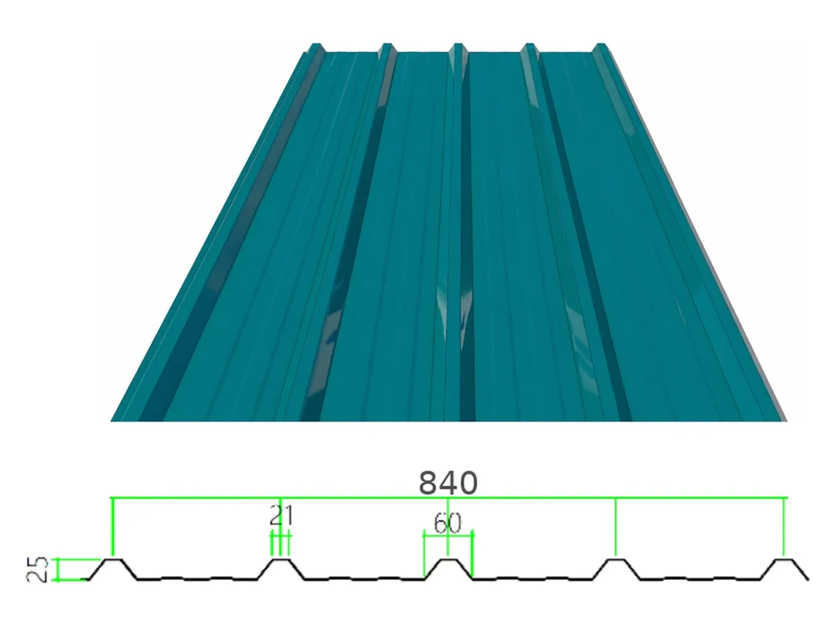 PS-25-210-840 profiled steel sheet with dimensioned cross-section
