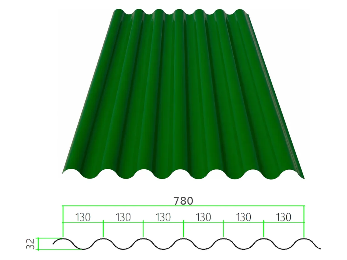 PS-32-130-780 profiled steel sheet with dimensioned cross-section