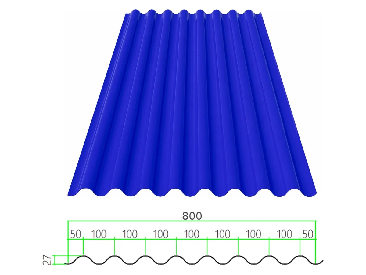 PS-27-100-800 profiled steel sheet with dimensioned cross-section