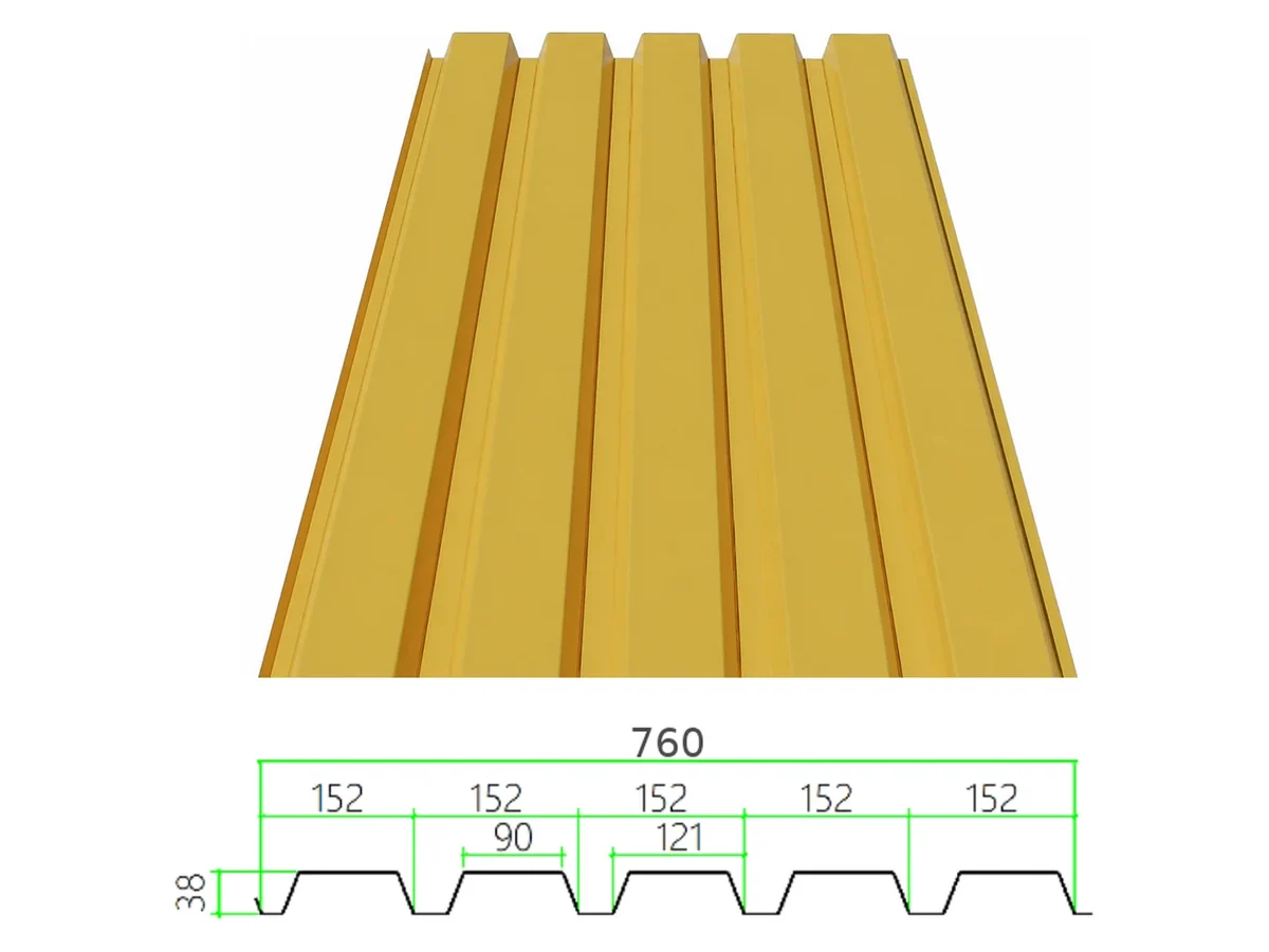 PS-38-152-760 profiled steel sheet with dimensioned cross-section