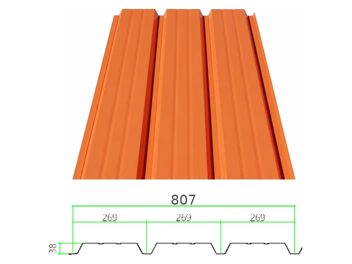 PS-38-269-807 profiled steel sheet with dimensioned cross-section