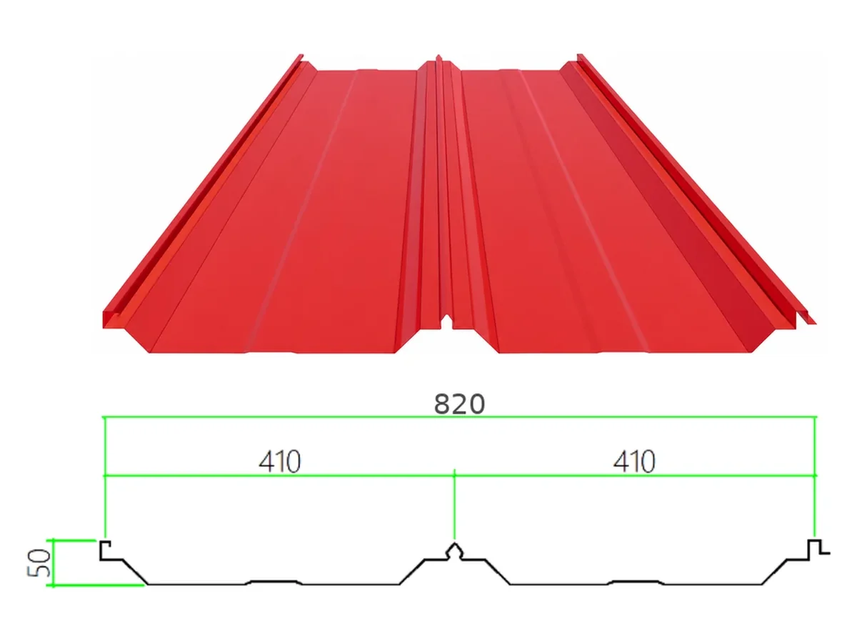 PS-50-410-820 profiled steel sheet with dimensioned cross-section