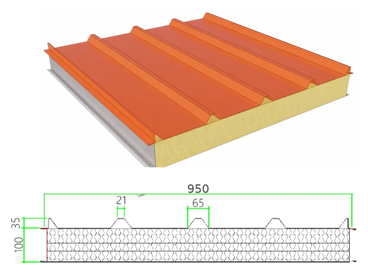 PSR-35-100-950-Composite profiled steel sheet with dimensioned cross-section