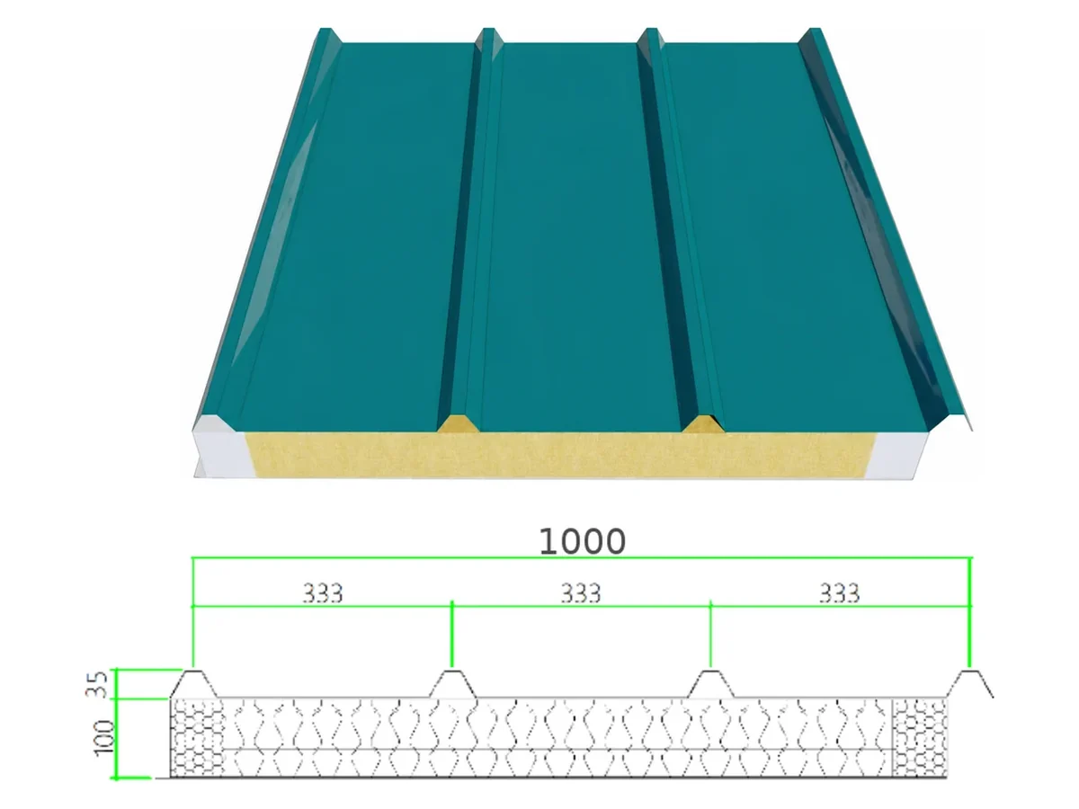 PSR-35-100-1000-Composite profiled steel sheet with dimensioned cross-section