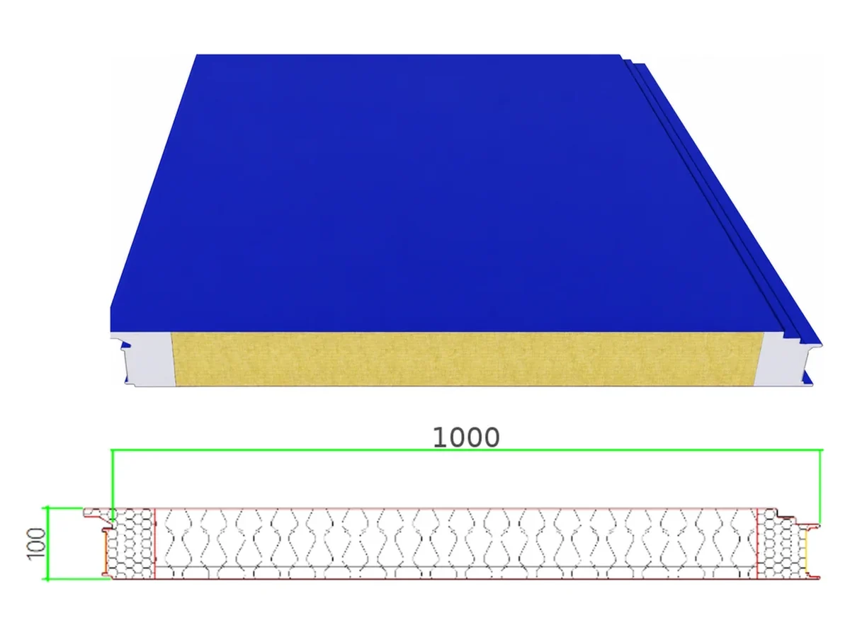 PSW-100-1000-Hide profiled steel sheet with dimensioned cross-section