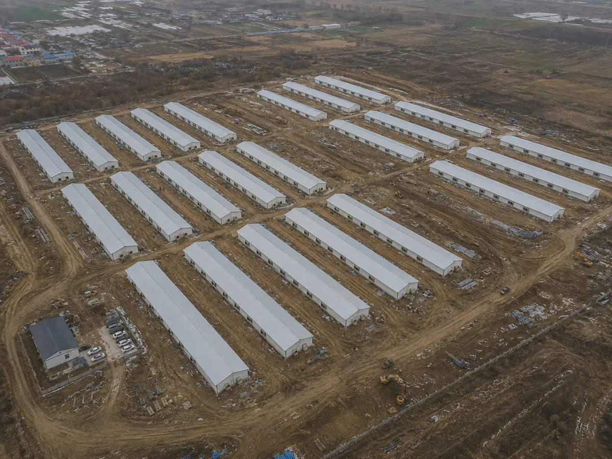 Aerial view of the Yongli broiler breeder farm in Shenyang