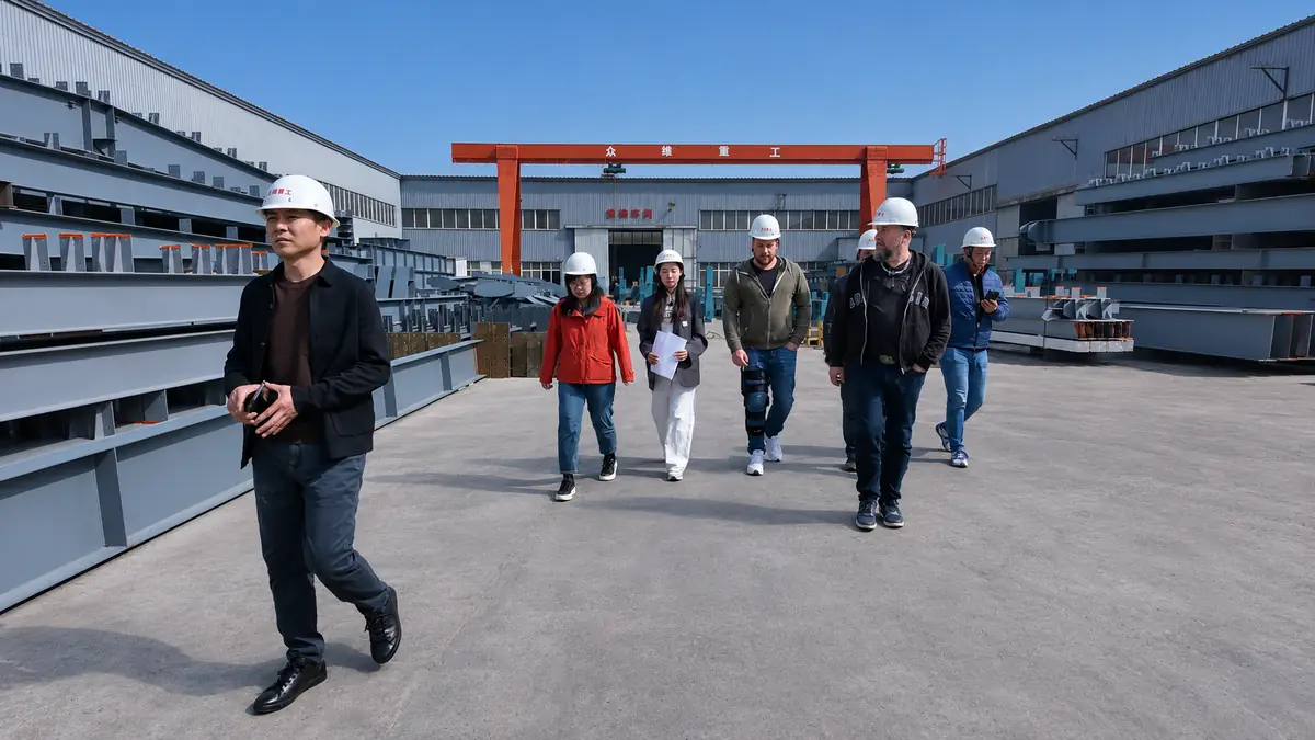 Visitors from Germany on a factory visit at Zhongwei Steel Structure
